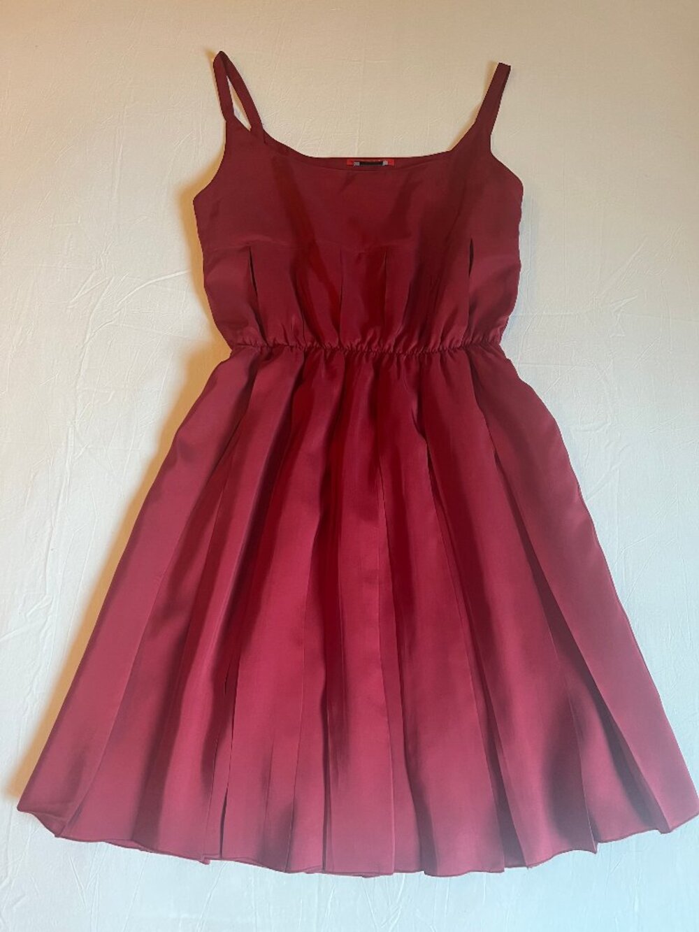 Prada Red 100% Silk Pleated Dress IT 42 / US 6 Made in Italy
